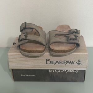 BearPaw Kids Taupe Double-Buckle Slide Sandals